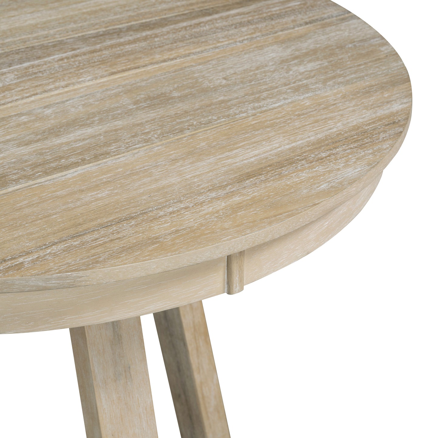 Round distressed wood coffee table