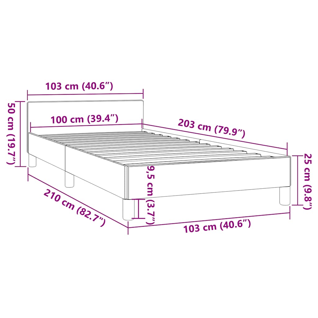 Black faux leather bed frame detail with wooden slats and dark legs