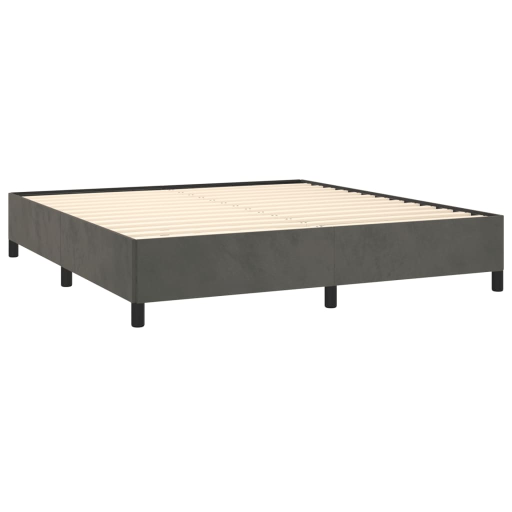 Grey upholstered bed frame with wooden legs queen size