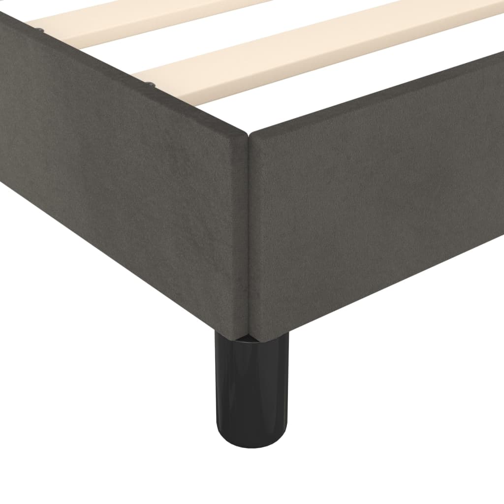 Modern upholstered bed frame in charcoal grey velvet with black legs