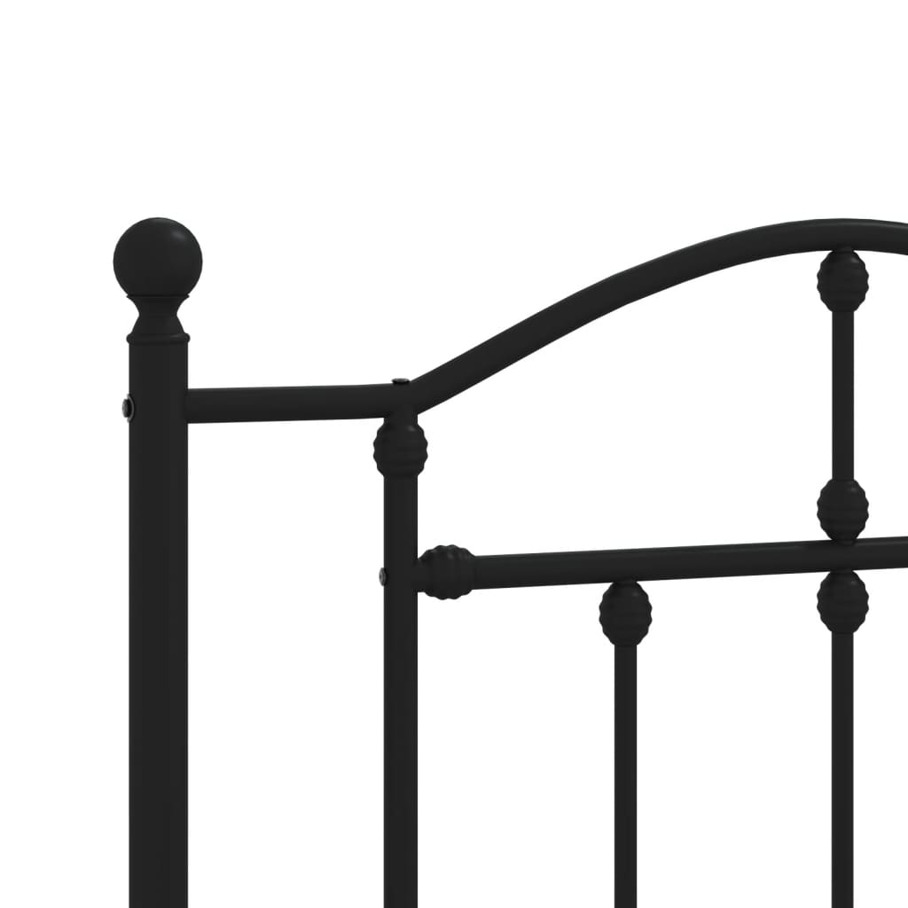 Black metal twin bed frame with decorative headboard