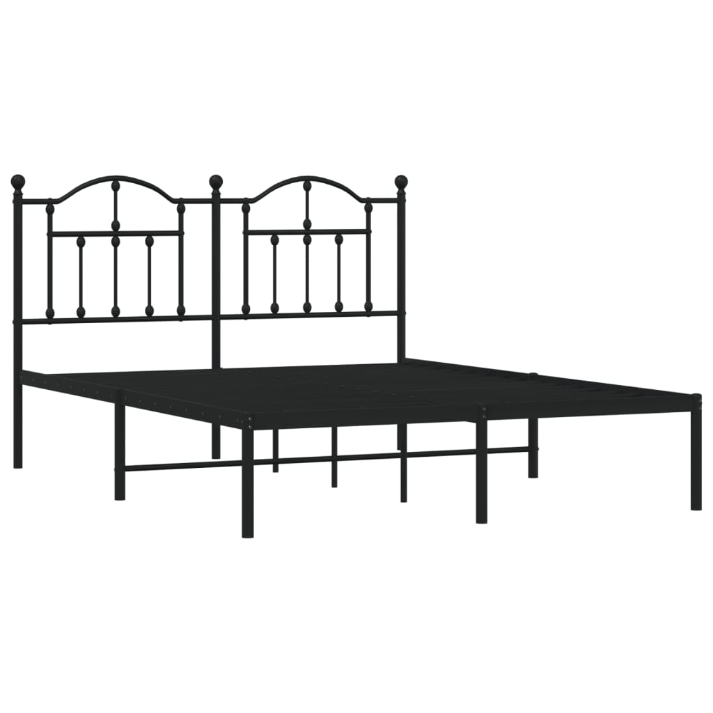 Black metal bed frame with arched headboard and included mattress