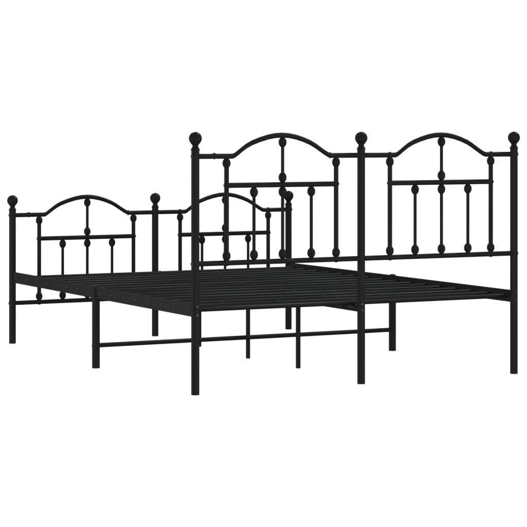Black metal bed frame with ornate scrollwork headboard