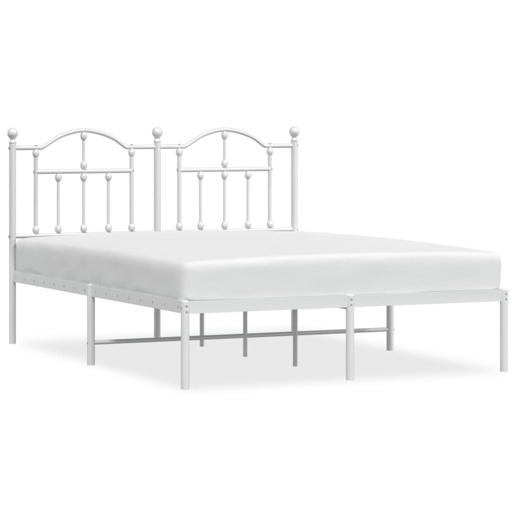 Ornate metal bed frame with black finish and detailed headboard