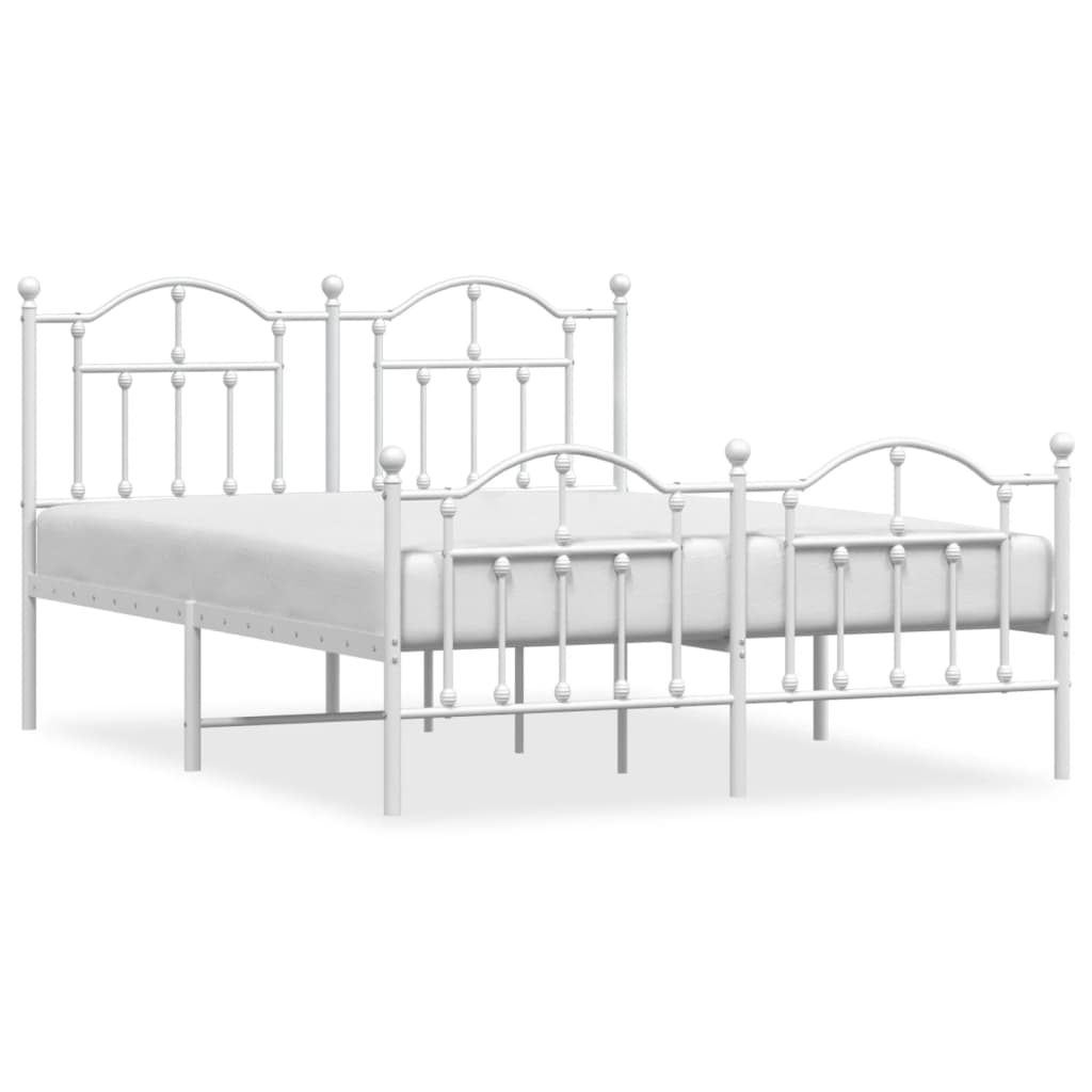 Line drawing of a white metal bed frame with arched headboard and footboard showing dimensions cm x cm x cm