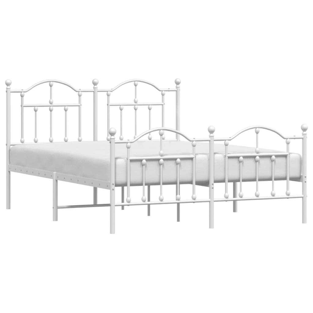 White metal bed frame with arched headboard and footboard