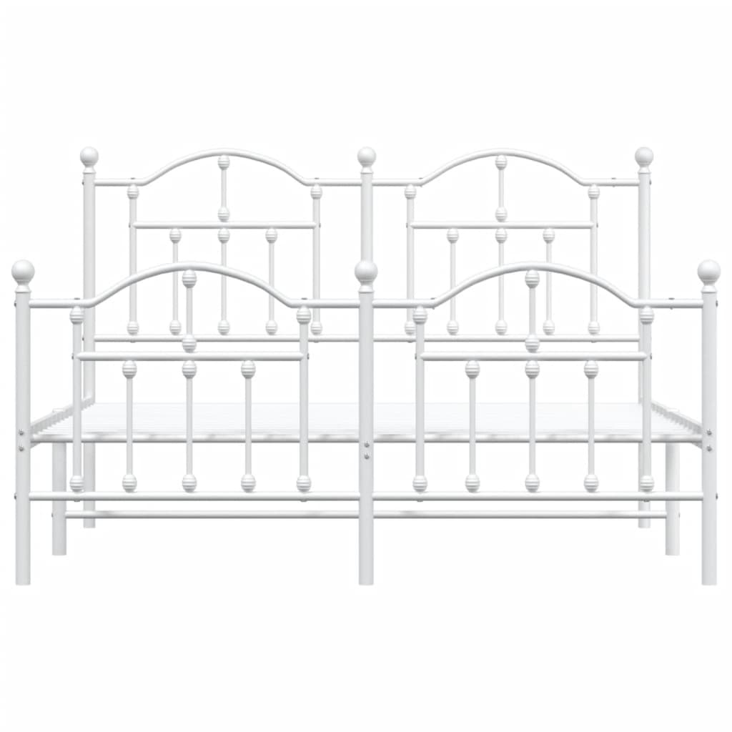 White metal twin bed frame with arched headboard and footboard