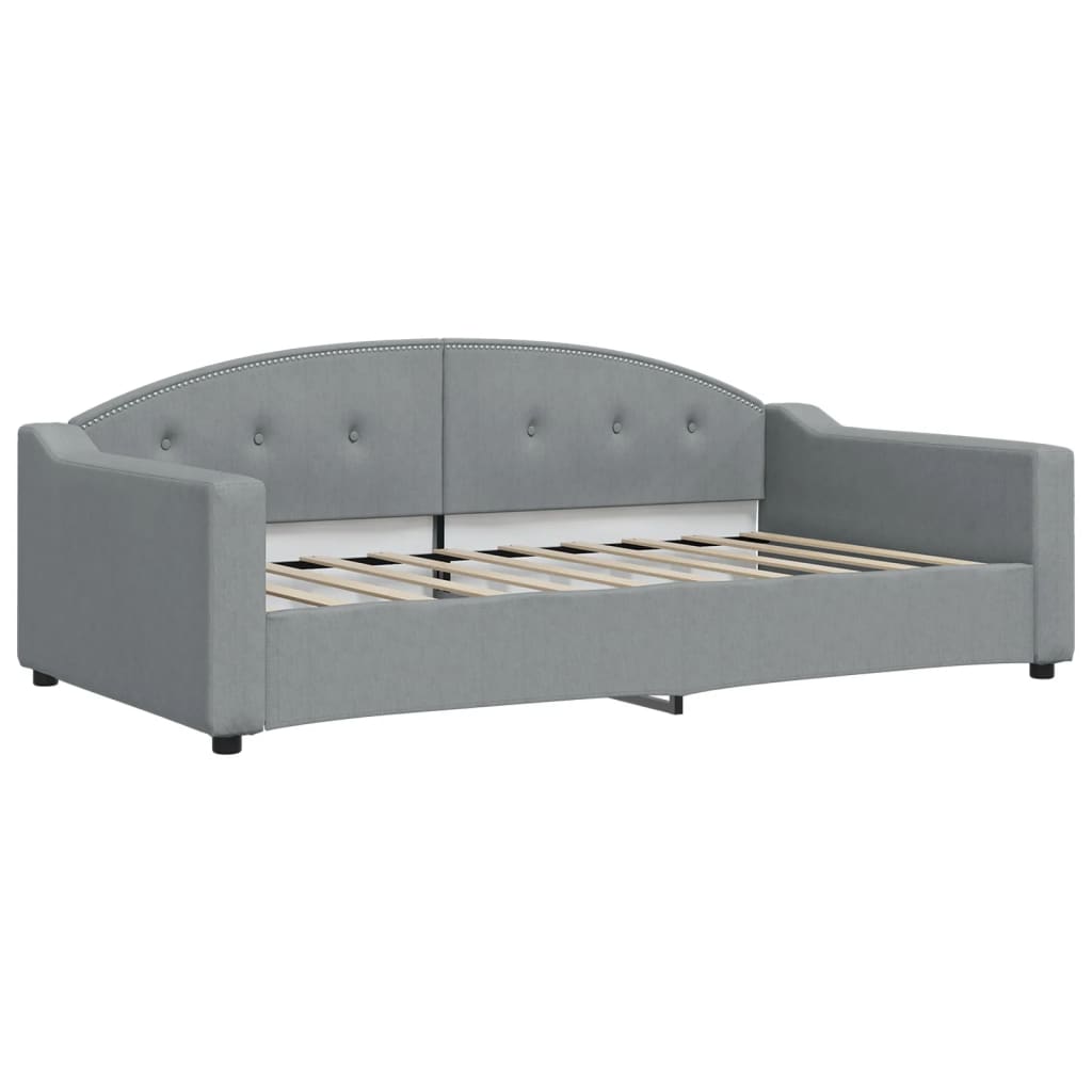 Diagram showing dimensions for a twin daybed with tufted back and sides