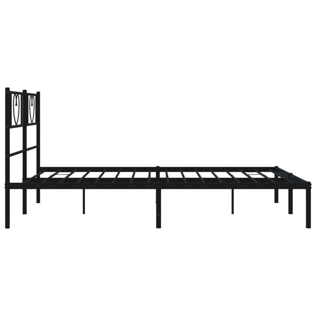 Black metal bed frame with heartshaped headboard design
