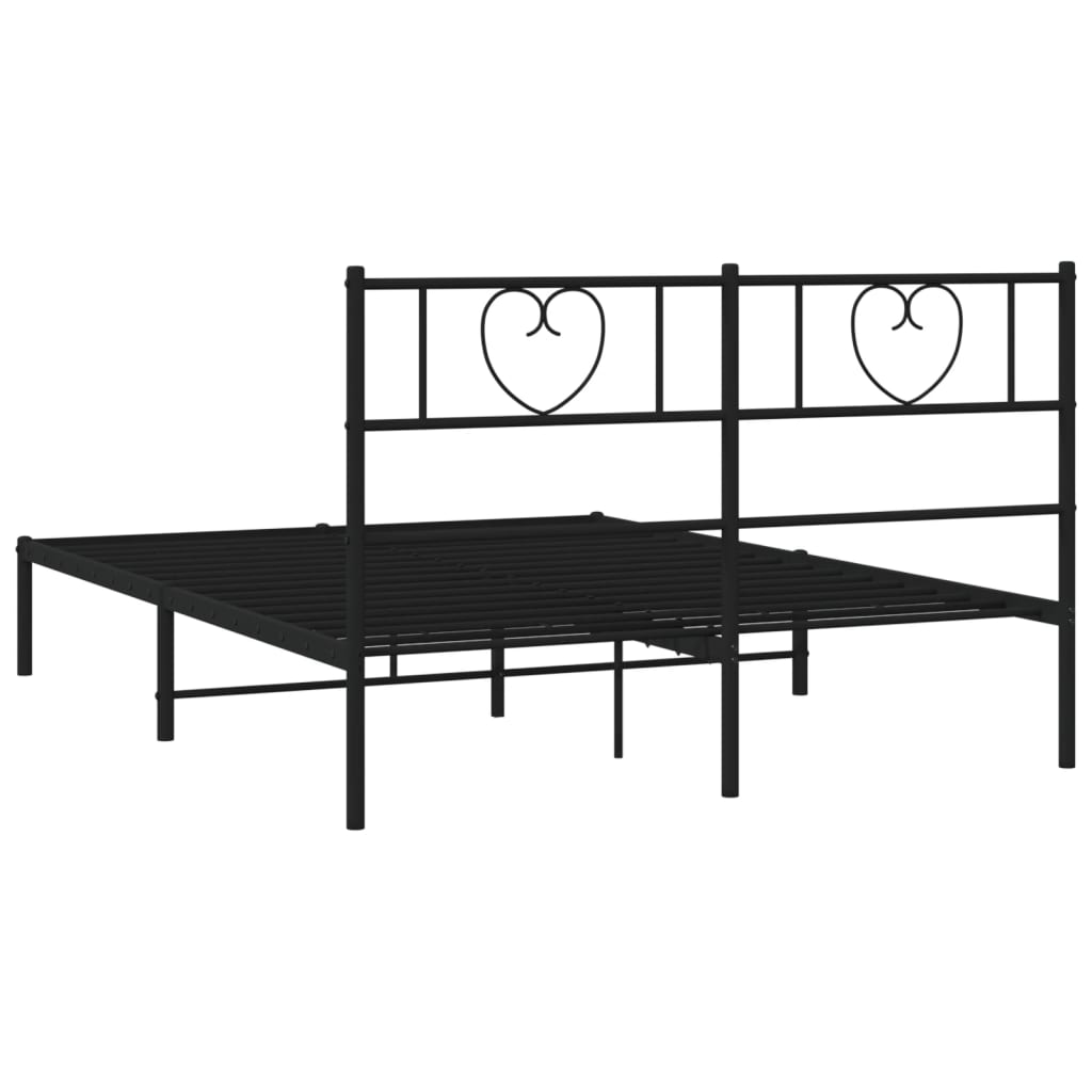 Black metal bed frame with decorative heart headboard