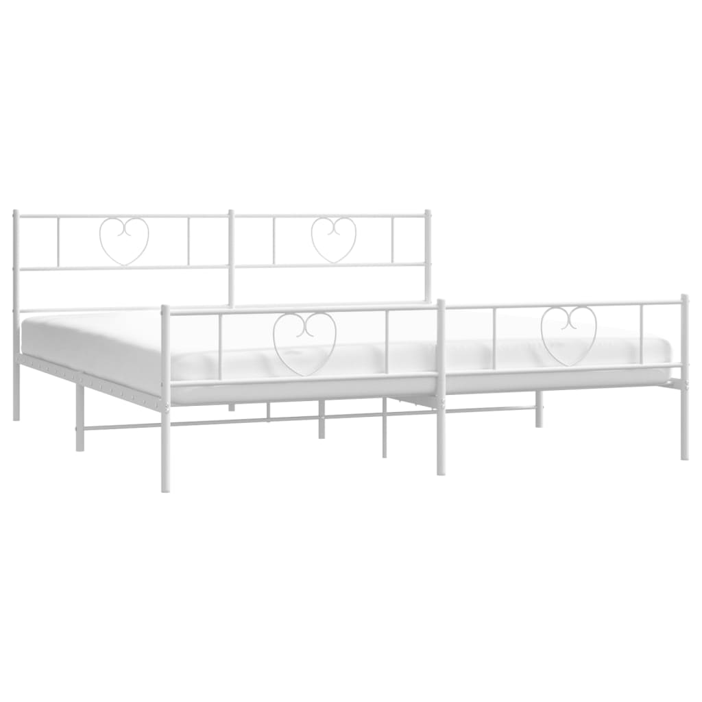 White metal twin bed frame with heart accents for childrens bedroom