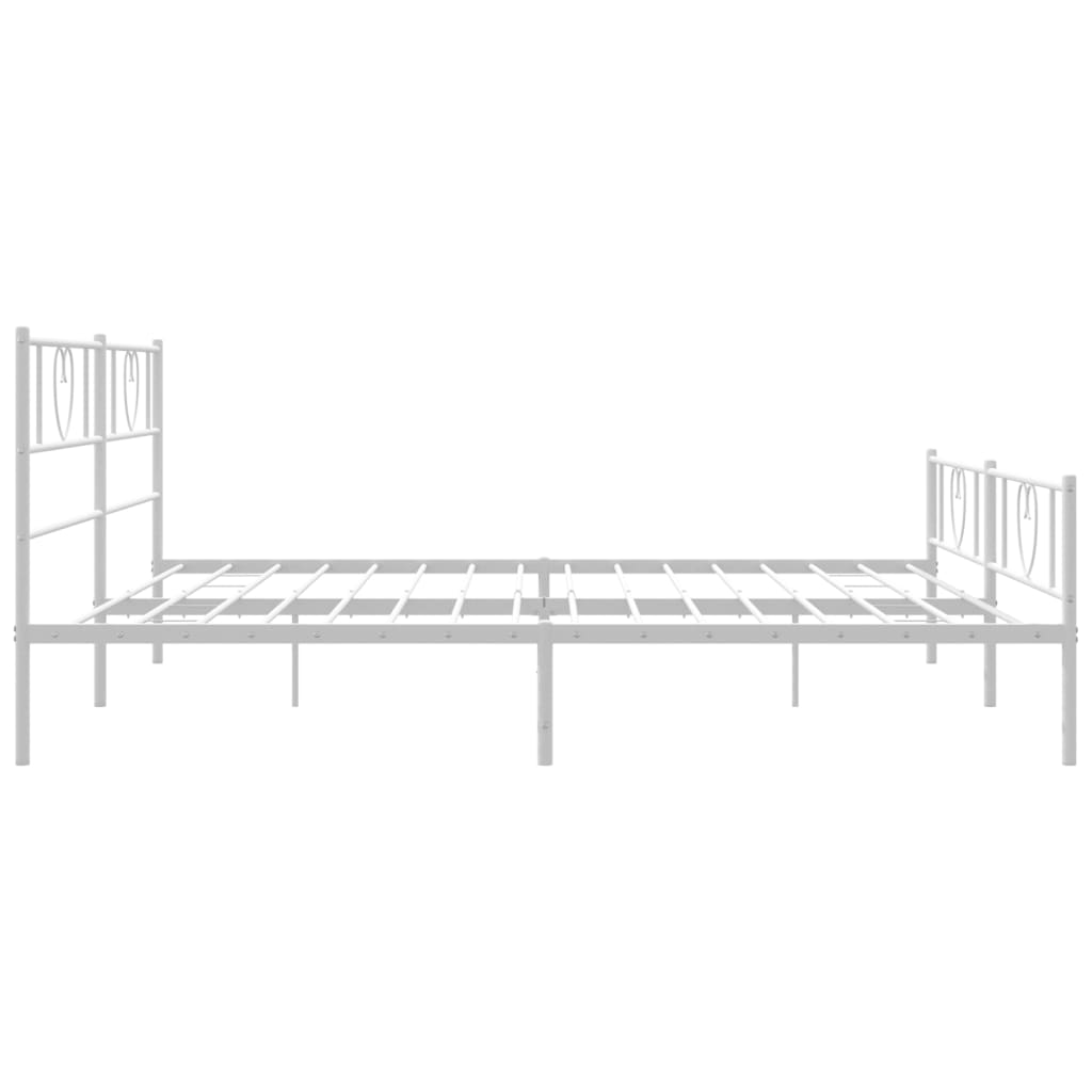 White metal bed frame with heart accents