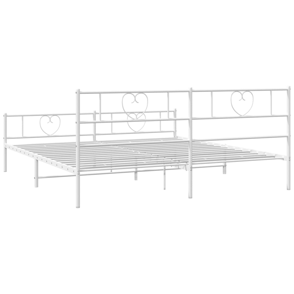 White metal bed frame with heartshaped headboard design