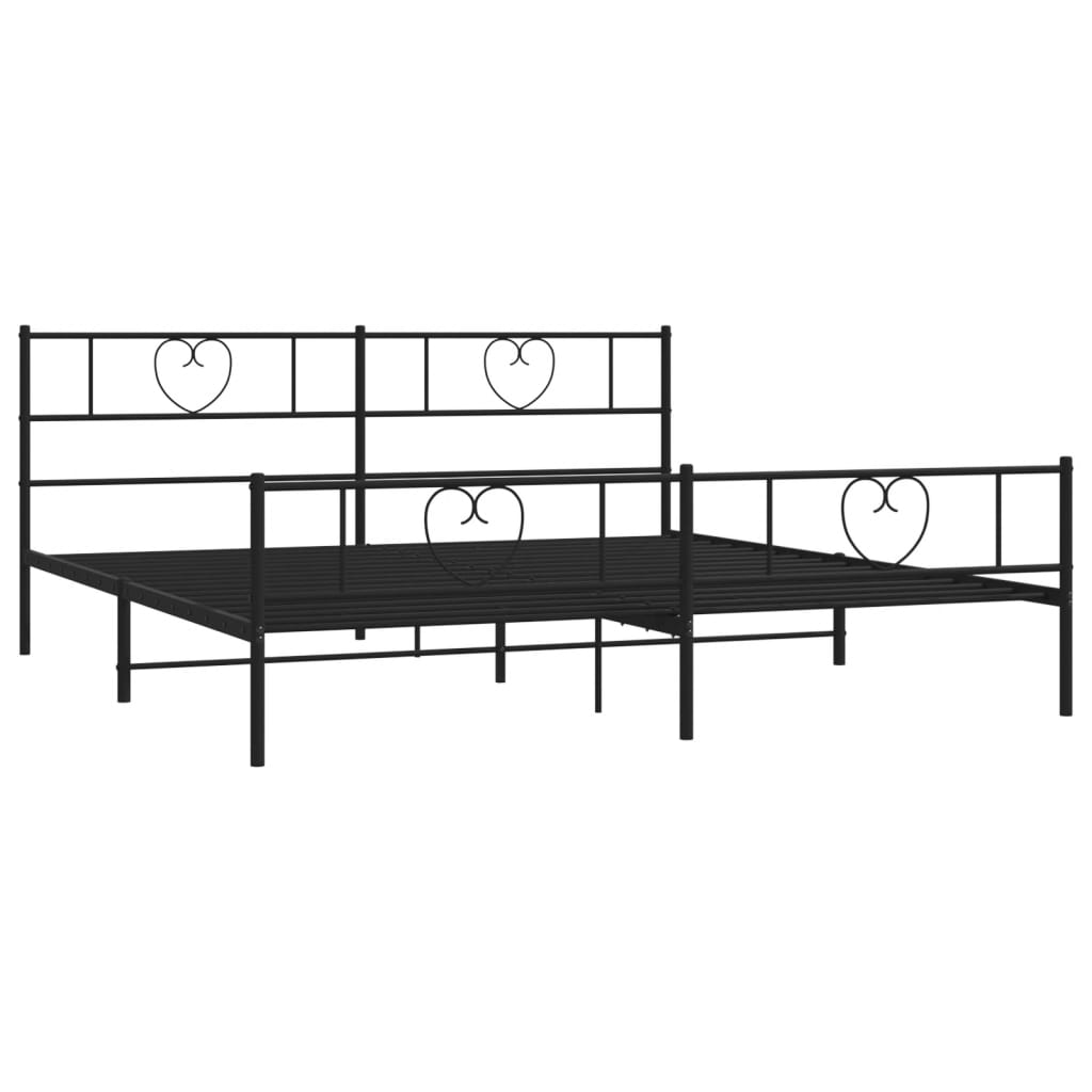 Black metal bed frame with heart detailing