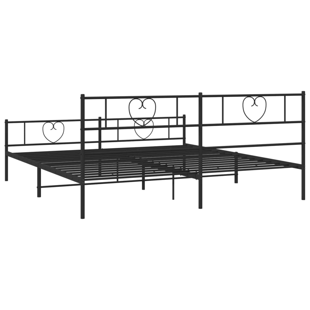 Black metal twin bed frame with heart accents