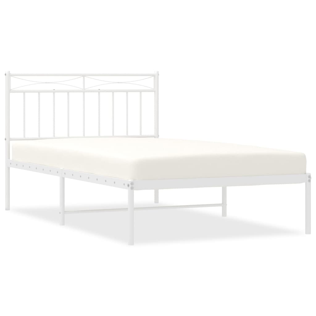 Metal twin bed frame with minimalist design and included dimensions