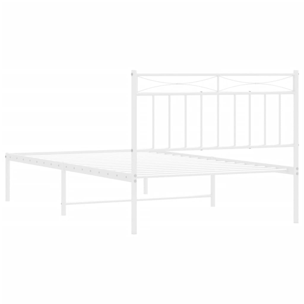 White metal bed frame with decorative headboard