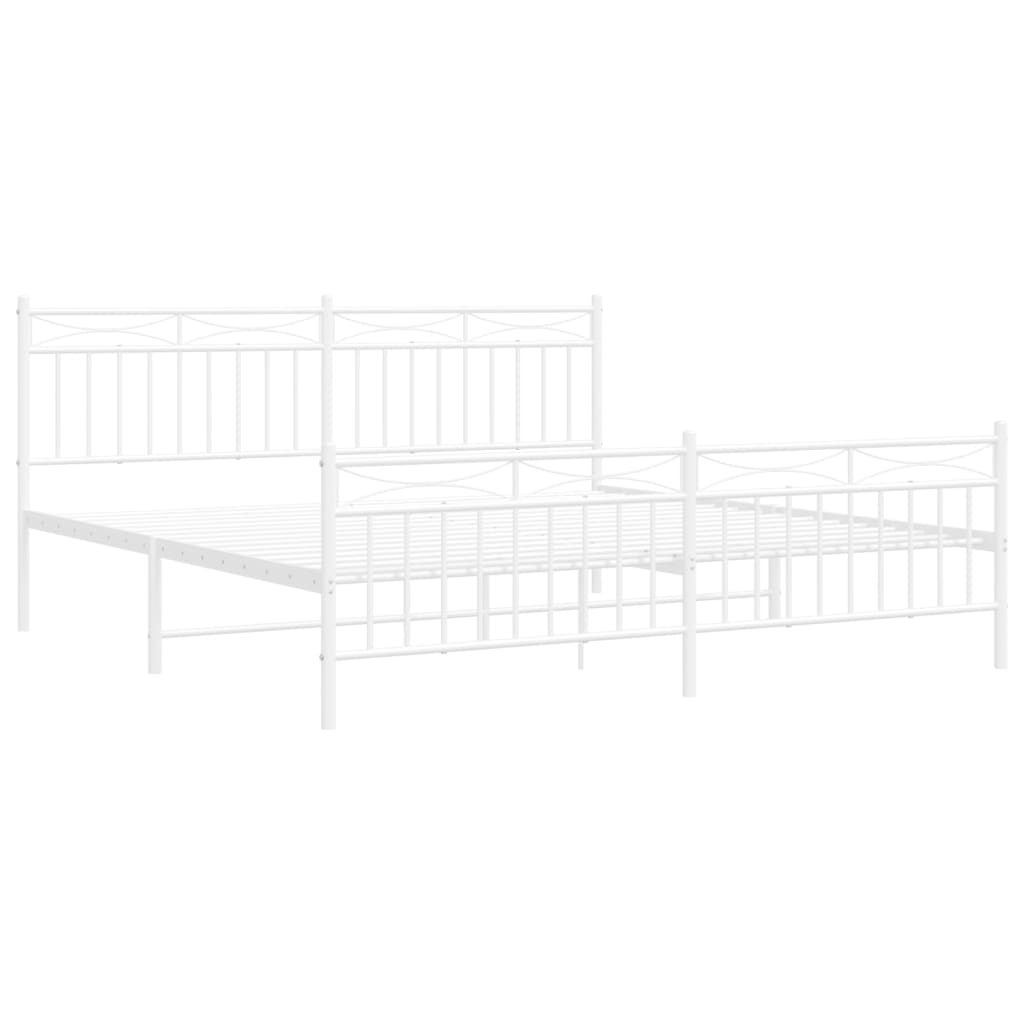 Elegant white metal twin bed frame with ornate detailing