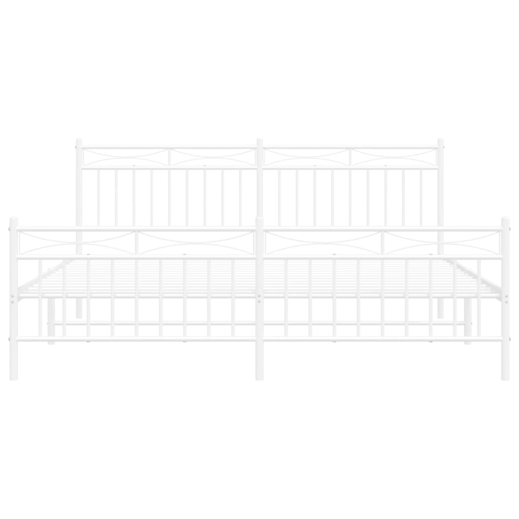 White metal bed frame with a simple headboard design