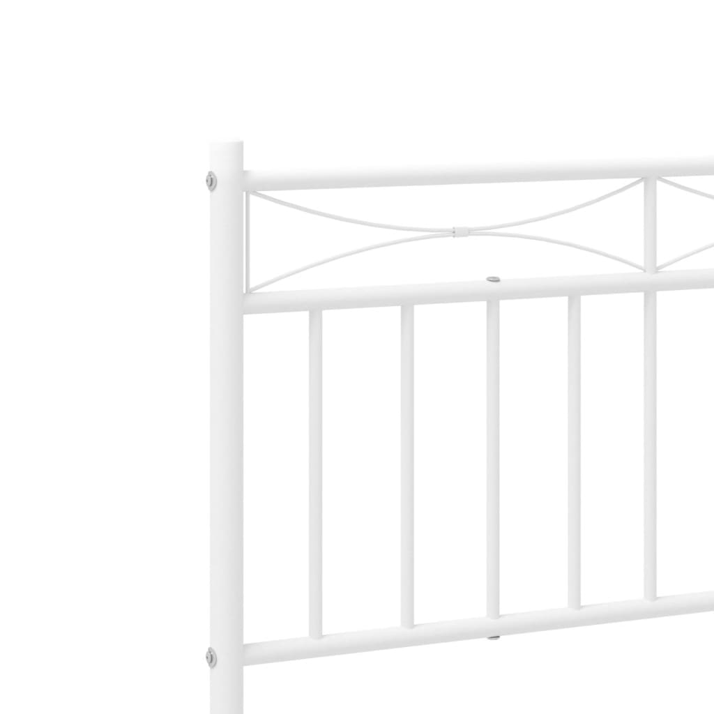 White metal bed frame with modern slatted design