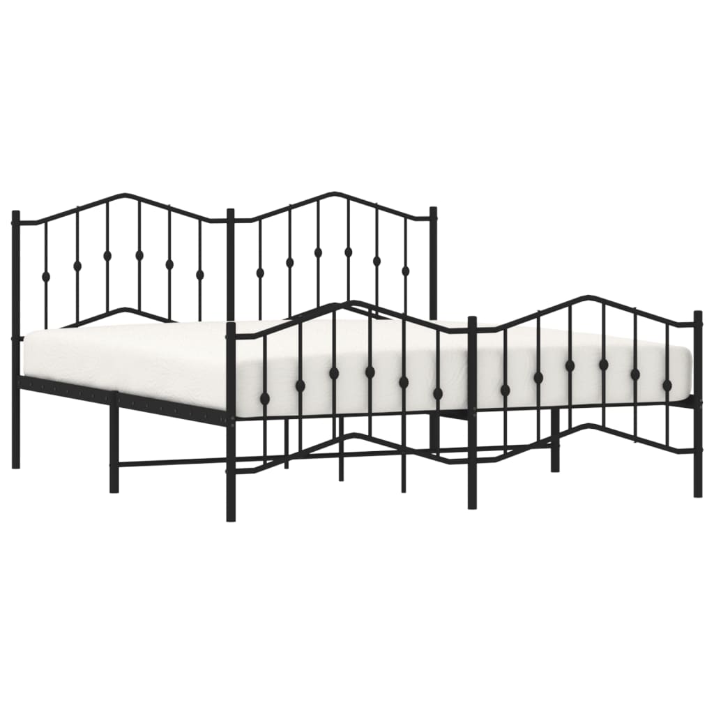 Black metal bed frame with a classic wrought iron design and mattress