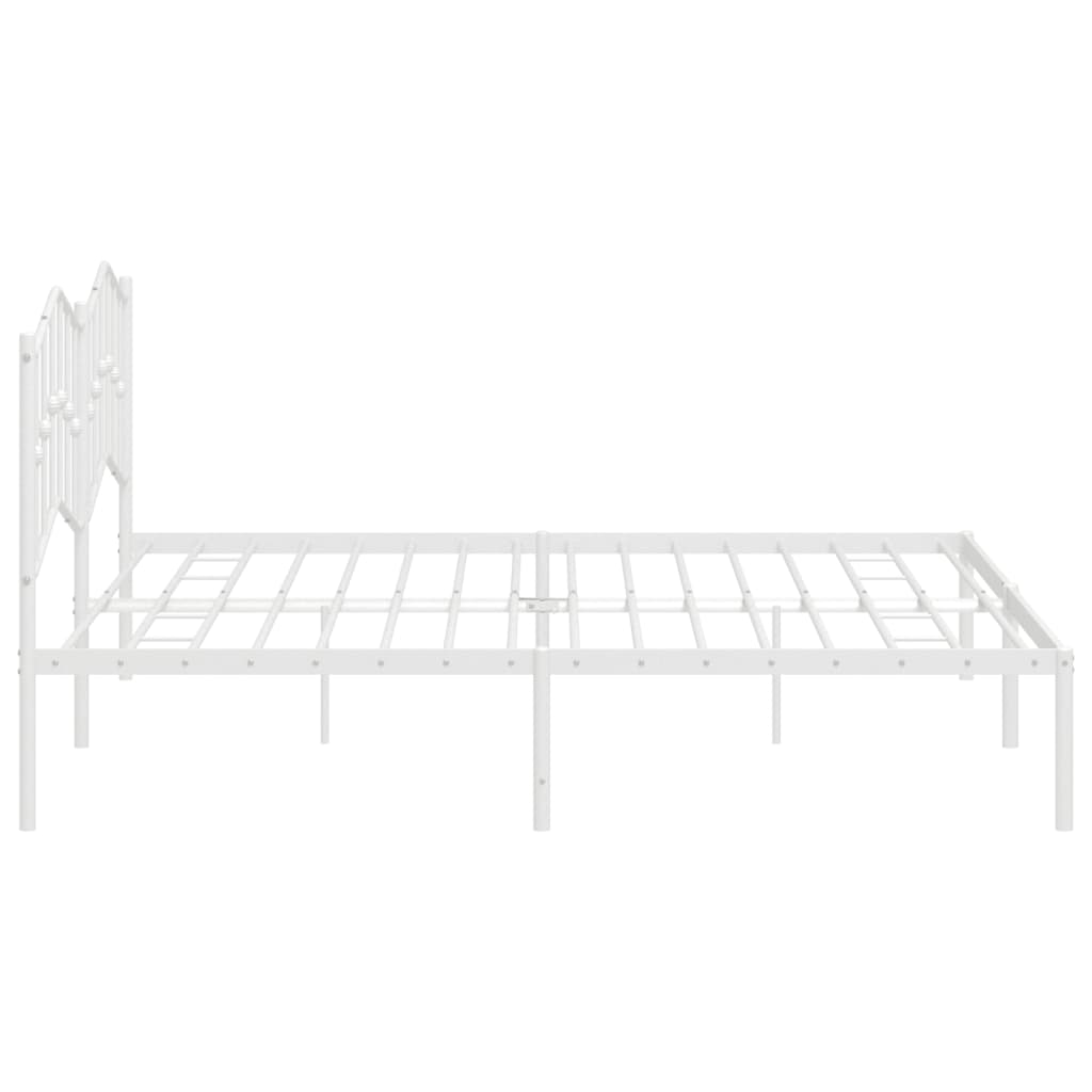 White metal bed frame with decorative headboard