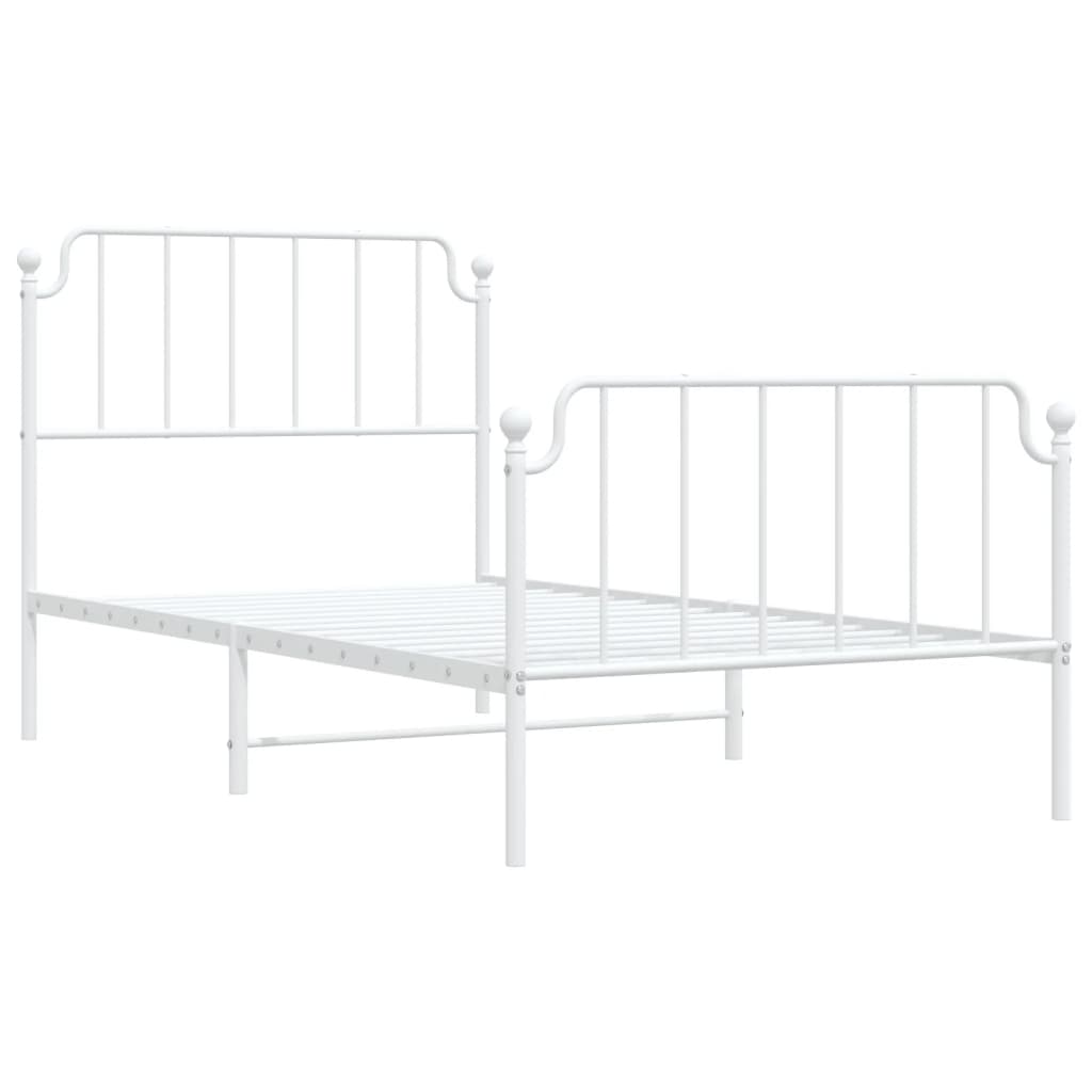 White metal frame single bed with a modern minimalist design