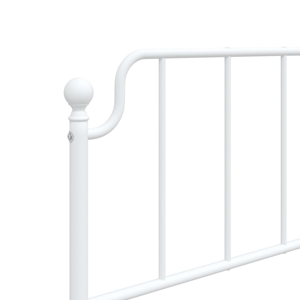 White metal twin bed frame with slatted base
