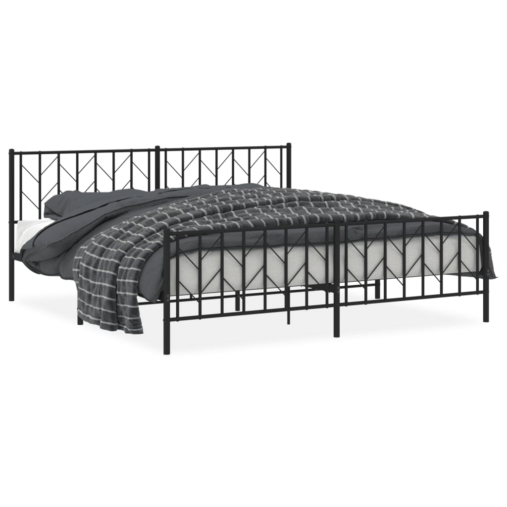 Metal frame bunk bed with a geometric headboard design and ladder shown with dimensions