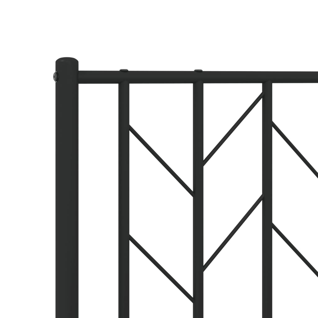 Black metal twin bed frame with headboard and footboard