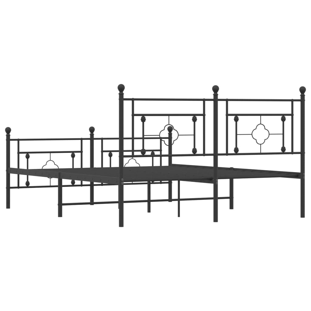 Black metal bed frame with ornate clover leaf design
