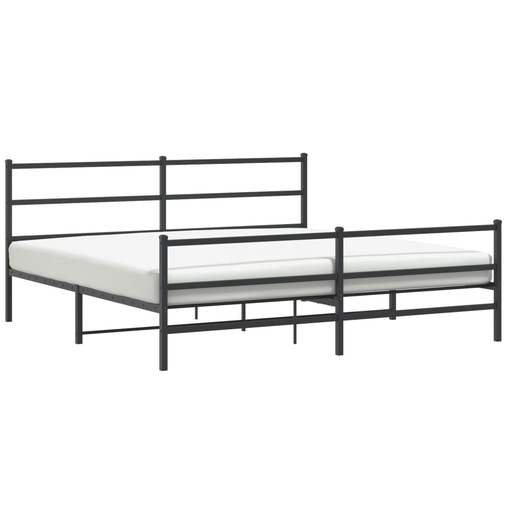 Black metal twin bed frame with slatted base and dimensions shown