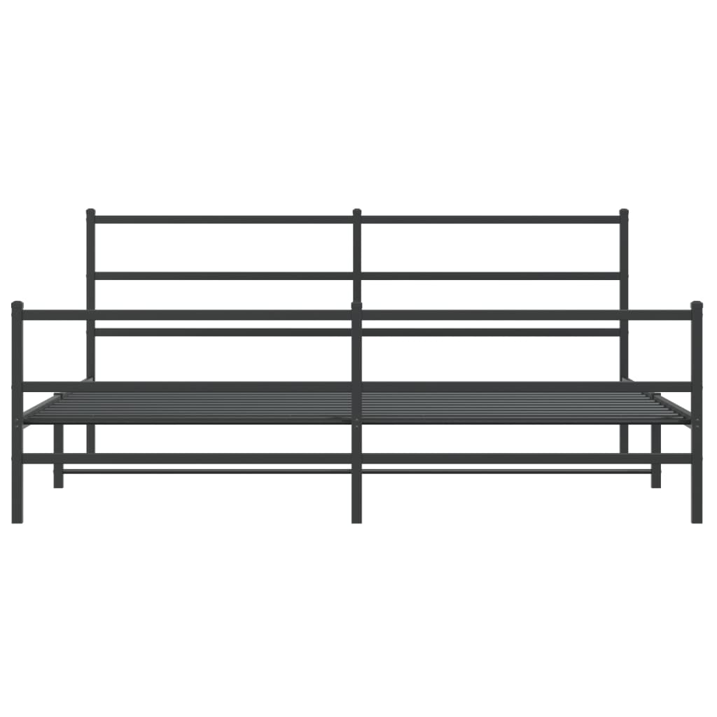 Modern black metal twin bed frame with minimalist headboard and footboard