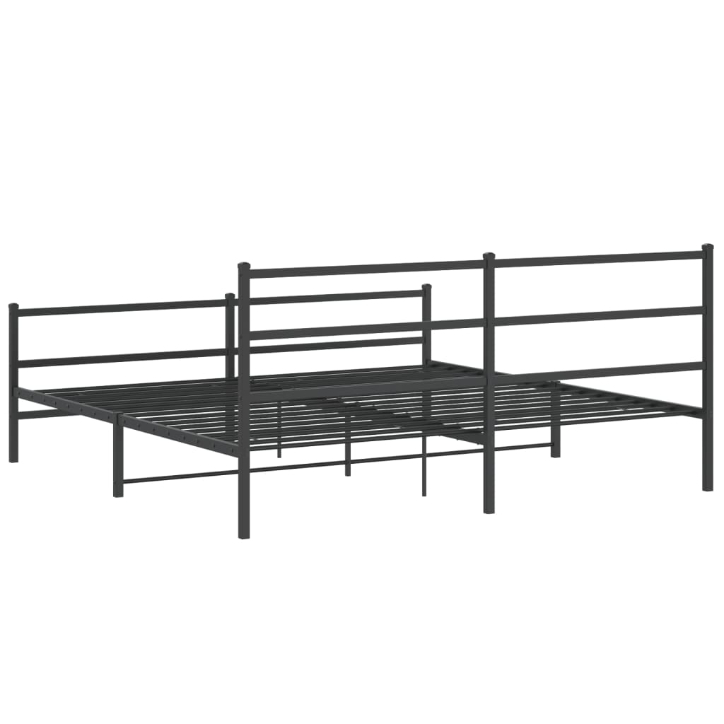 Dark gray metal twin bed frame with a slatted base