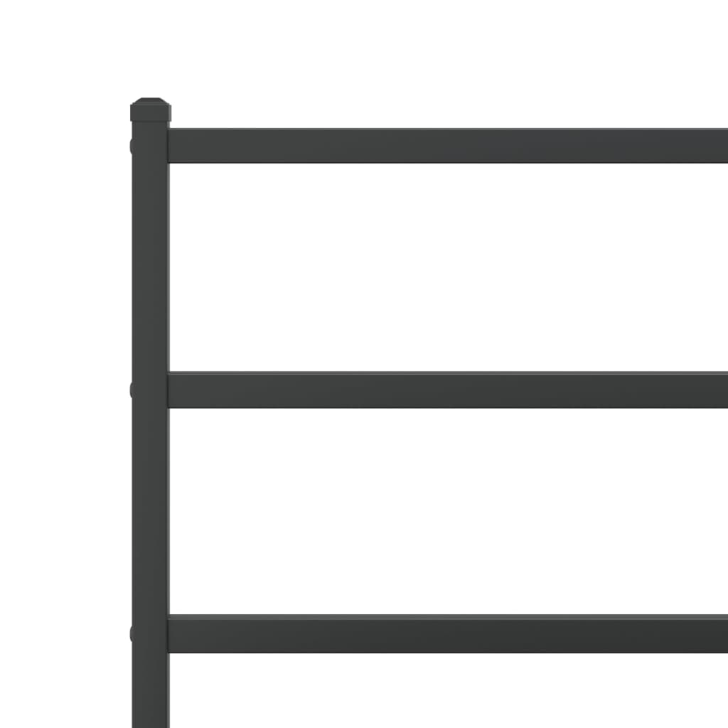 Black metal platform bed frame with a minimalist design