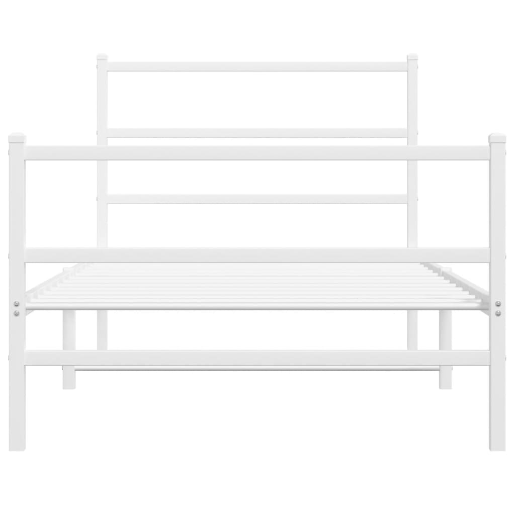 White metal twin bed frame with mattress
