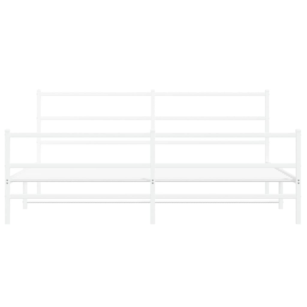 White metal bed frame with mattress
