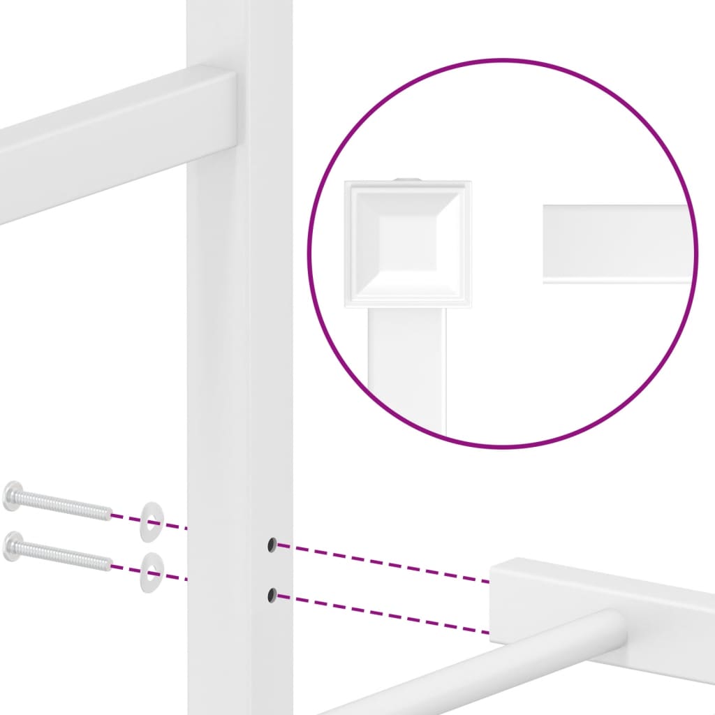White vinyl fence section with three horizontal rails