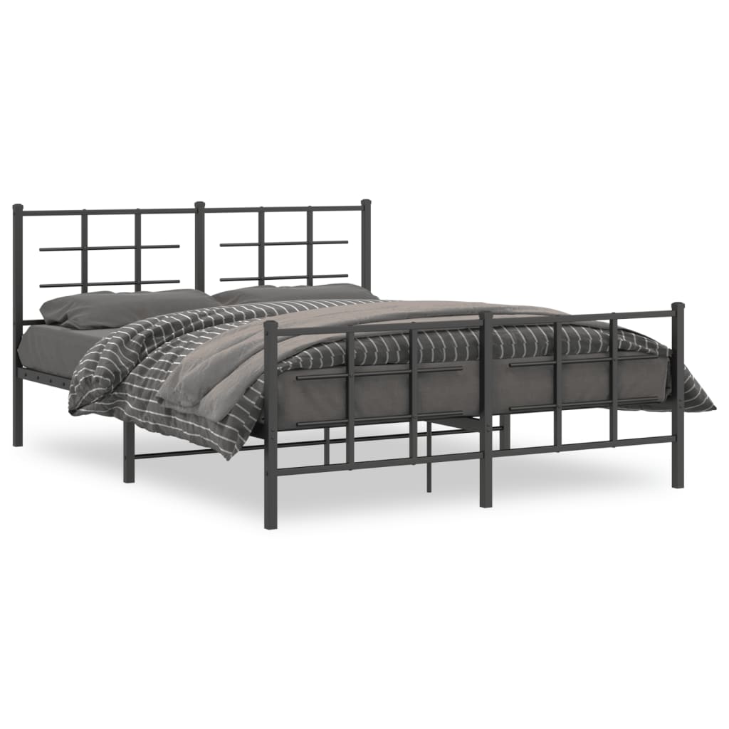 Line drawing of a metal bed frame with dimensions