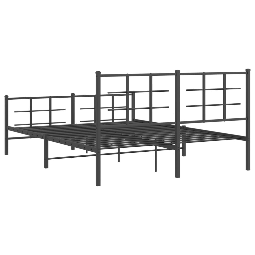 Dark gray metal bed frame with a slatted mattress support