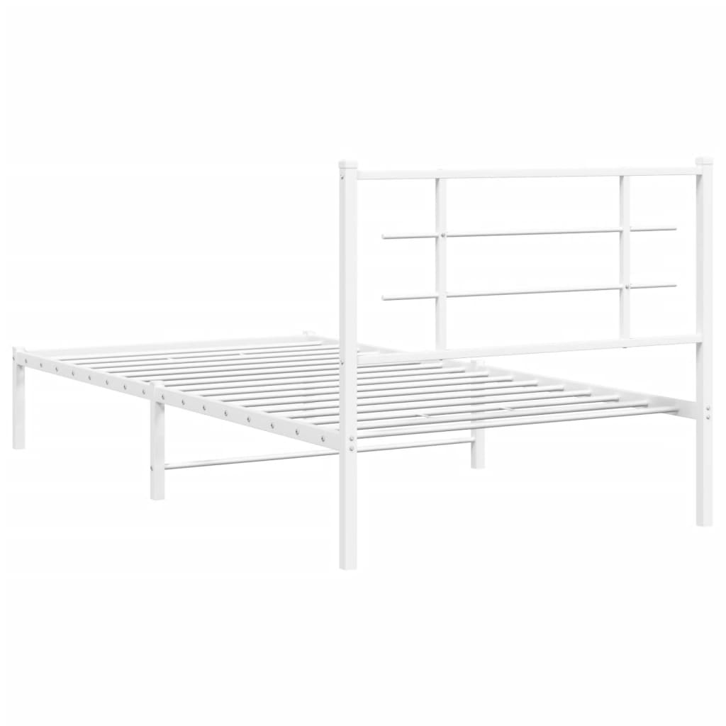 White metal bed frame with a simple modern design