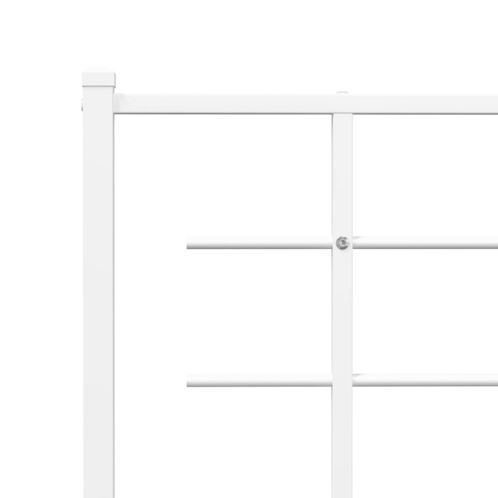 White metal single bed frame with a slatted base and minimalist headboard