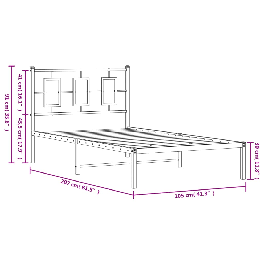 Black metal bed frame assembly with screws and washers