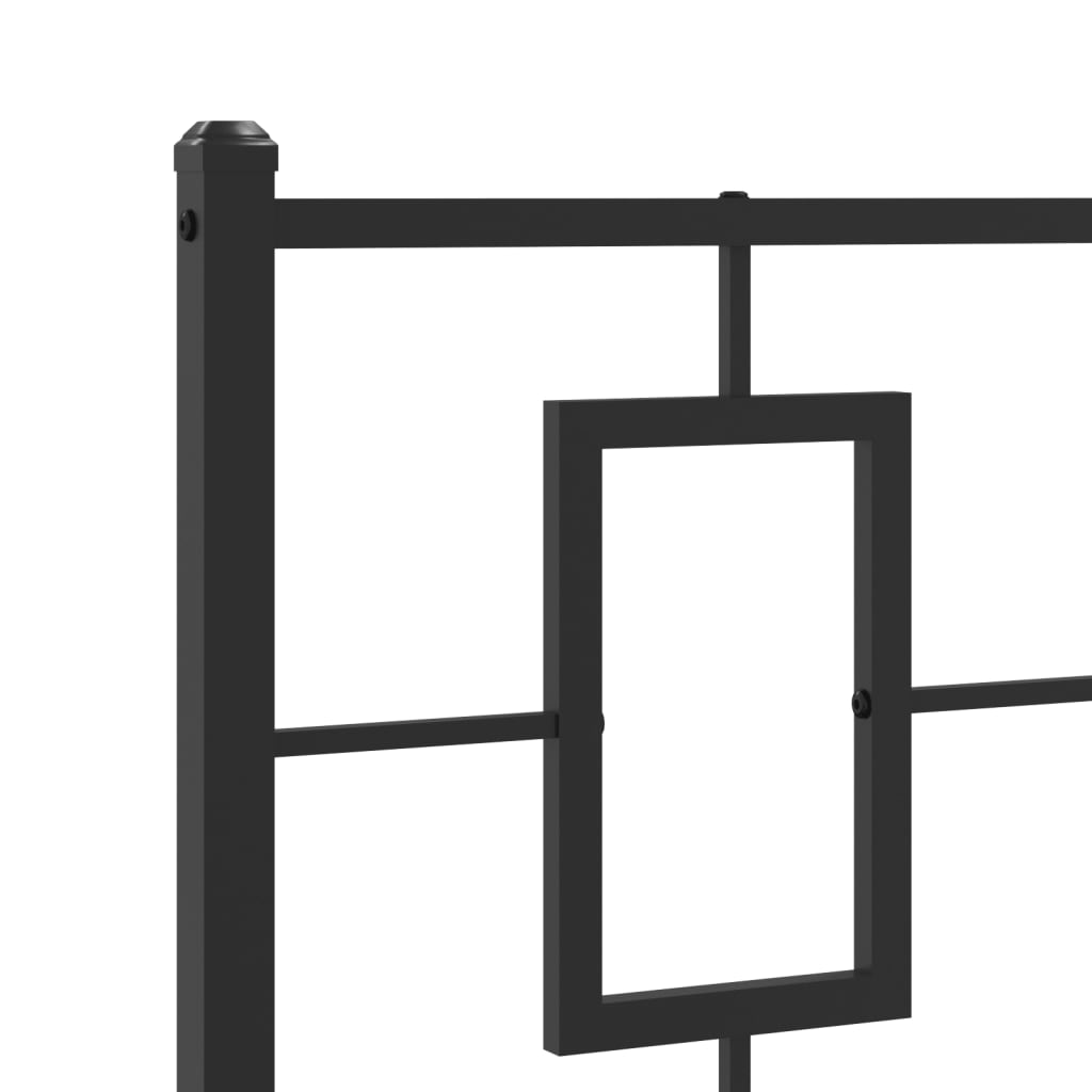 Black metal bed frame with rectangular headboard design