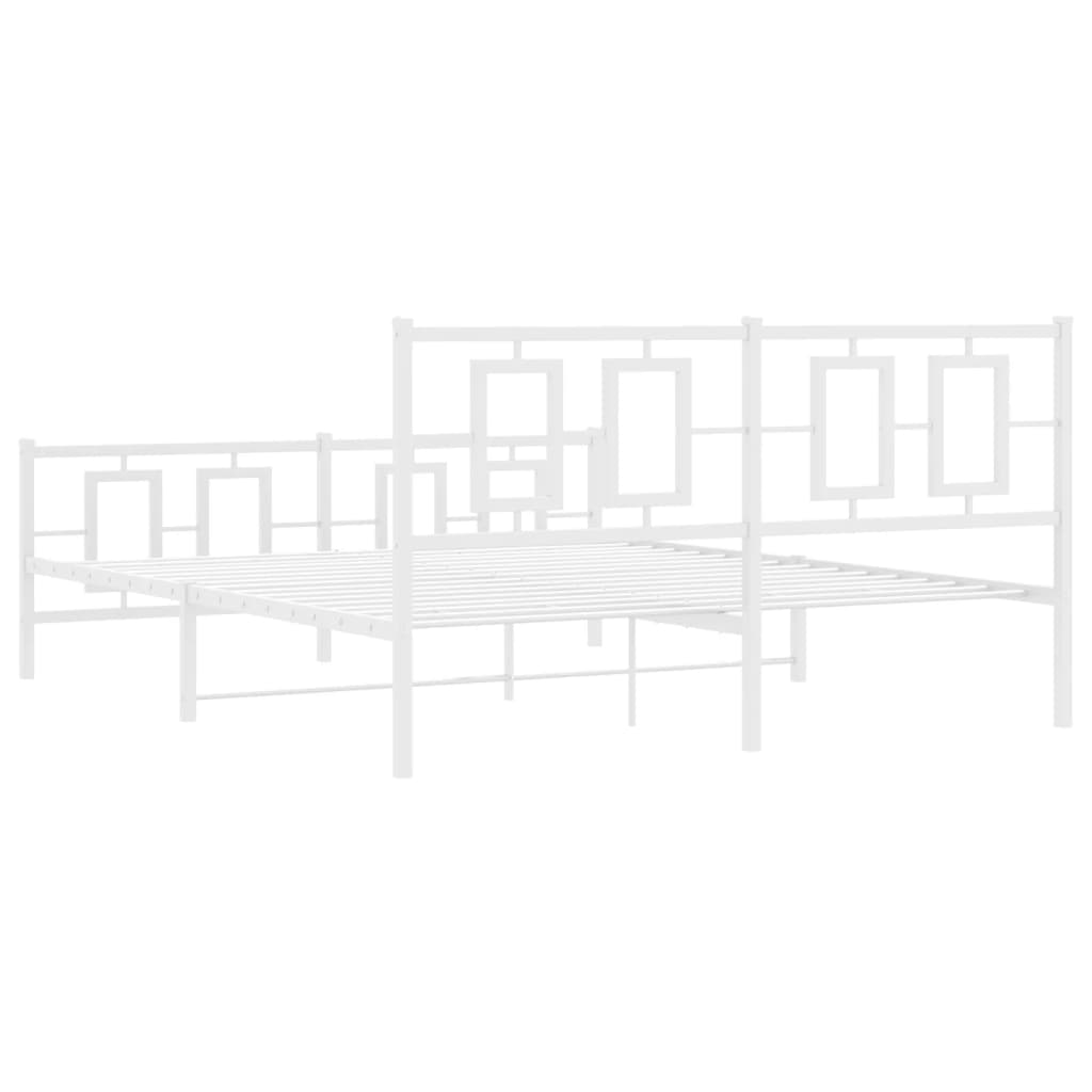 White metal bed frame with slatted base