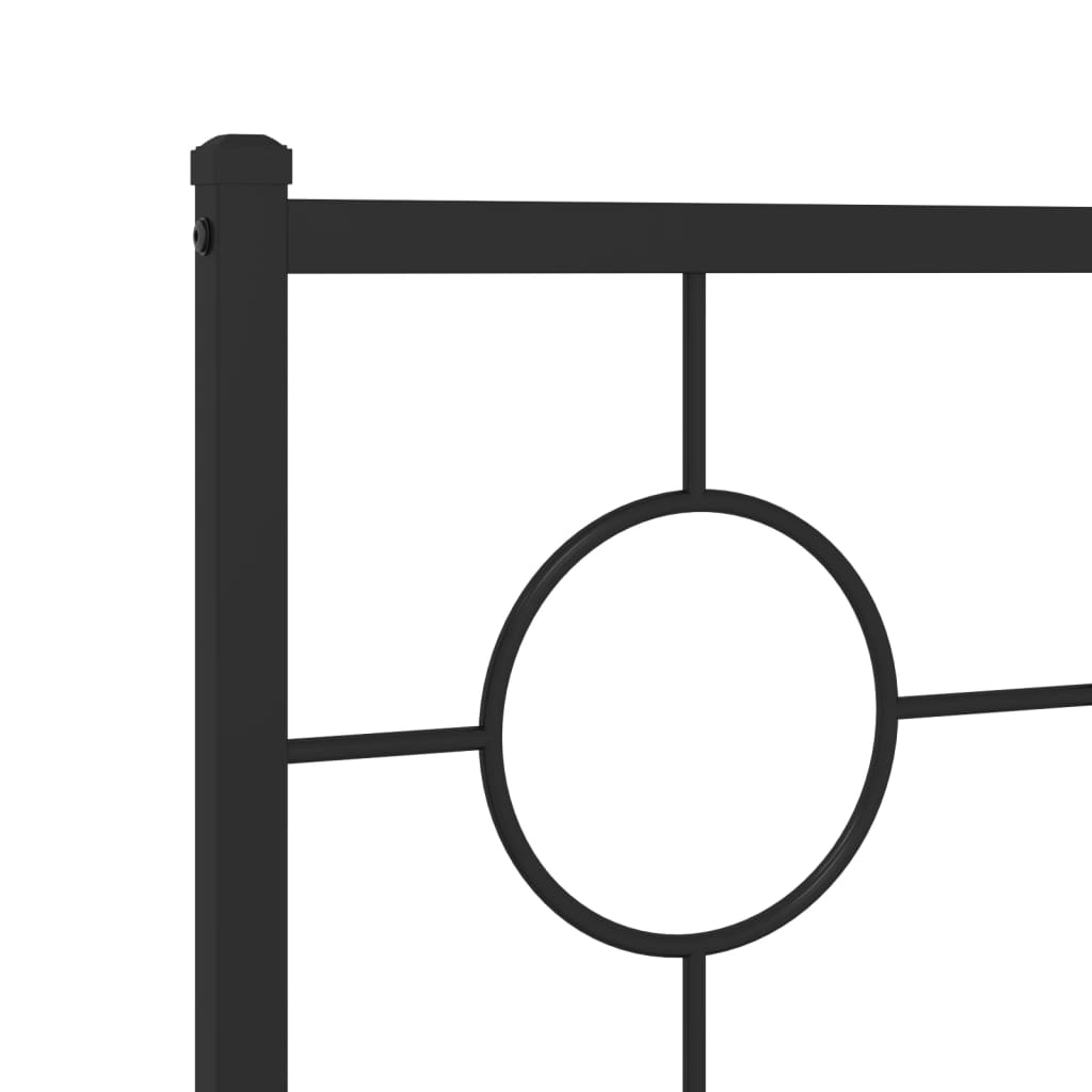 Black metal bed frame with circular headboard design
