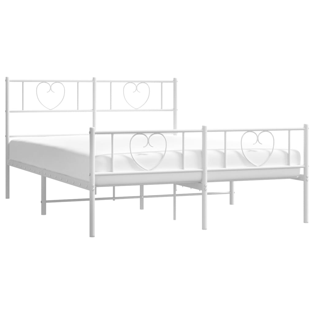 White metal bed frame with heart details