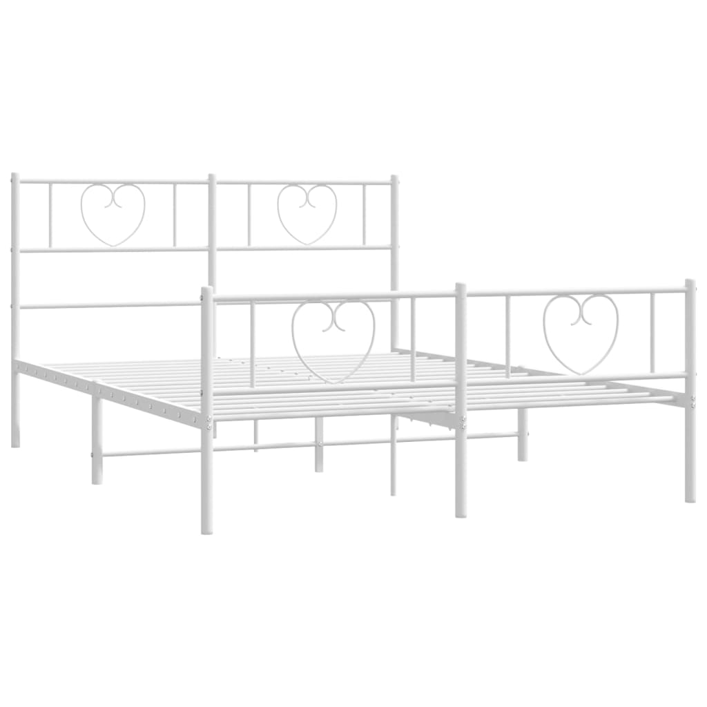 White metal twin bed frame with heart details perfect for a childs bedroom