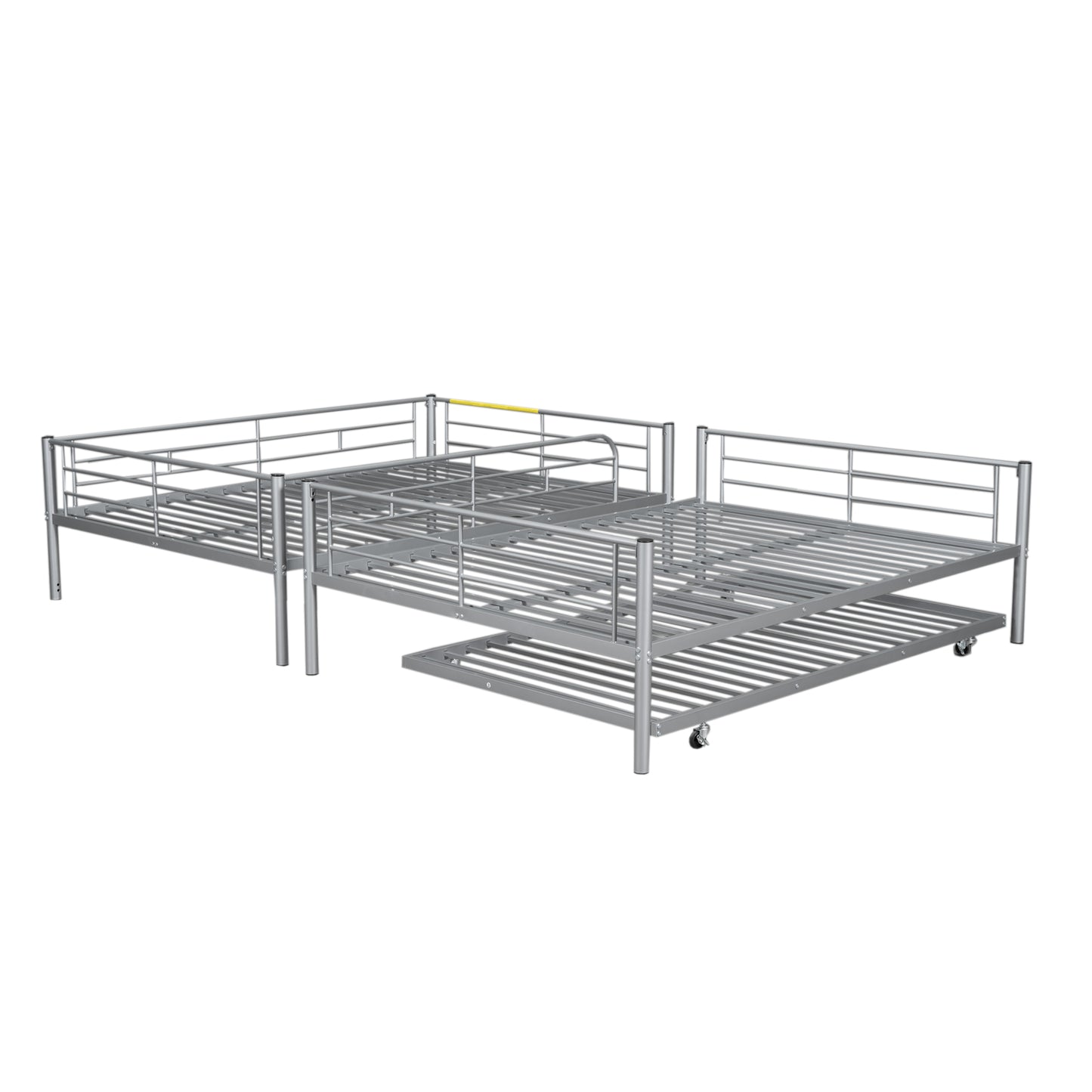 Silver metal twin daybed with pullout trundle