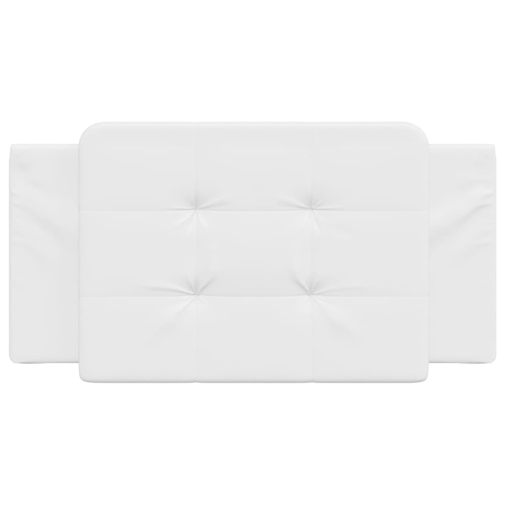 White tufted faux leather headboard with integrated side panels